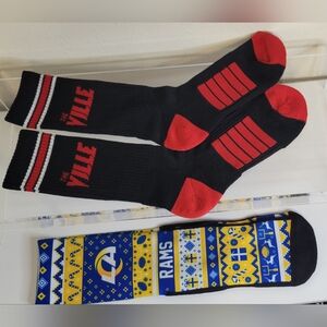 Mens Louisville Cardinals & LA Rams Athletic Socks (New Never Worn)